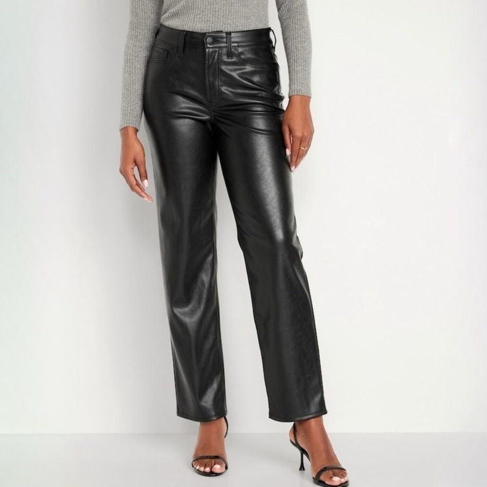 Old Navy Black Faux Leather Boot Cut Pants